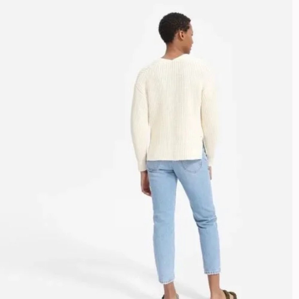EVERLANE ivory chunky textured knit pullover vneck sweater size Small - Picture 3 of 4